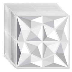 Sonnewelt 3D Wandpaneele 12 Stück 50x50cm Rund Diamant Weiß