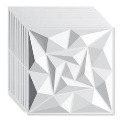 Sonnewelt 3D Wandpaneele 12 Stück 50x50cm Quadrat Diamant Weiß