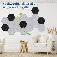 Sonnewelt Akustikplatten Wandpaneele Selbstklebend 12/18 Stück Hexagonal Schlieren